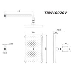 bản vẽ kích thước Bát sen âm tường TOTO TBW10020V gắn tường