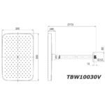 bản vẽ kích thước Bát sen âm tường TOTO TBW10030V gắn trần