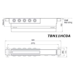 bản vẽ kích thước Van âm tường TOTO TBN11HC0A 5 đường nước