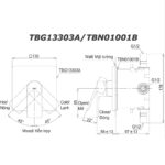 bản vẽ kích thước Van gật gù TOTO TBG13303A TBN01001B sen âm tường GT