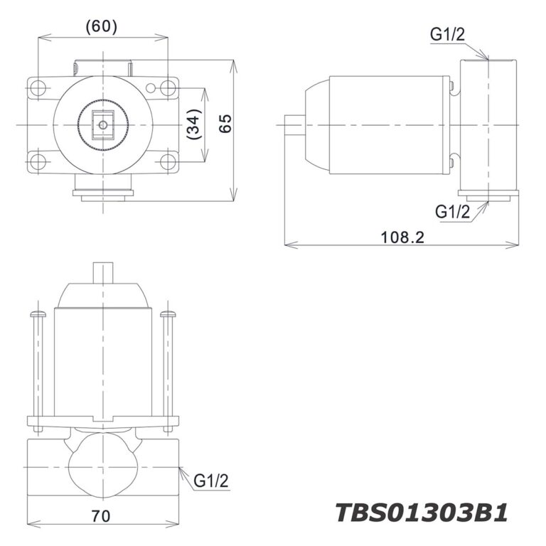 bản vẽ kích thước Van gật gù TOTO TBS06303A TBS01303B1 sen âm tường LH