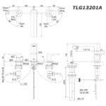 bản vẽ kích thước Vòi lavabo TOTO TLG13201A nóng lạnh 3 lỗ GT