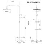 bản vẽ kích thước Vòi sen cây TOTO TBW11440V nhiệt độ