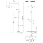 bản vẽ kích thước Vòi sen cây TOTO TBW12400V nhiệt độ
