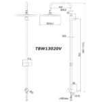 bản vẽ kích thước Vòi sen cây TOTO TBW13020V