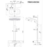bản vẽ kích thước Vòi sen cây TOTO TBW14SC0A nhiệt độ