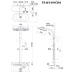 bản vẽ kích thước Vòi sen cây TOTO TBW14WC0A nhiệt độ