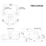 bản vẽ kích thước Vòi sen tắm TOTO TBG13302A nóng lạnh