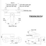 bản vẽ kích thước Vòi sen tắm TOTO TBS06302V nóng lạnh