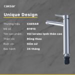 Vòi lavabo CAESAR B191C dây rút cổ cao - Ảnh 2