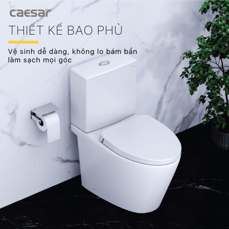 Bồn cầu 2 khối CAESAR CD1342 nắp êm - Ảnh 5