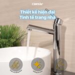 Vòi lavabo CAESAR B191C dây rút cổ cao - Ảnh 6