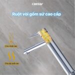 Vòi lavabo CAESAR B191C dây rút cổ cao - Ảnh 9