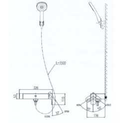 Bản vẽ kỹ thuật Vòi sen tắm INAX BFV-633S nóng lạnh