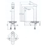bản vẽ kích thước Vòi lavabo INAX LFV-612SH cổ cao nóng lạnh