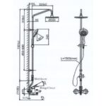 bản vẽ kích thước Vòi sen cây INAX BFV-1405S-2 nóng lạnh