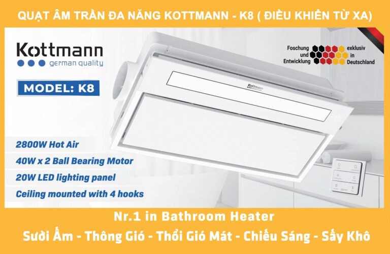 Quạt sưởi nhà tắm KOTTMANN K8 đa năng - Ảnh 6